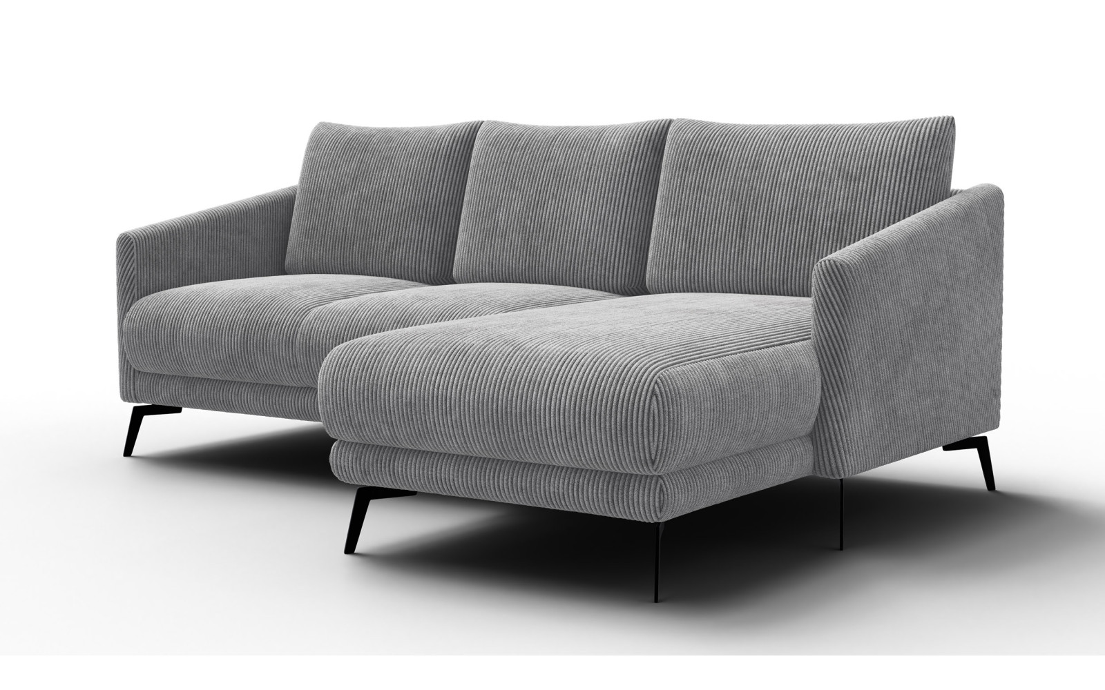 Canapé d'angle droit 3 places VILT, tissu gris clair