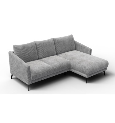 Canapé d'angle droit 3 places VILT, tissu gris clair