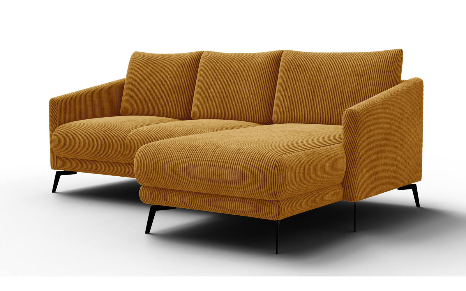 Canapé d'angle droit 3 places VILT, tissu jaune foncé