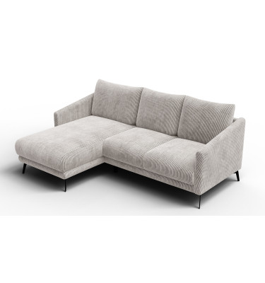 Canapé d'angle gauche 3 places VILT, tissu blanc