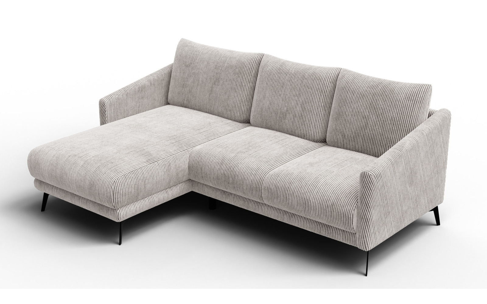 Canapé d'angle gauche 3 places VILT, tissu blanc