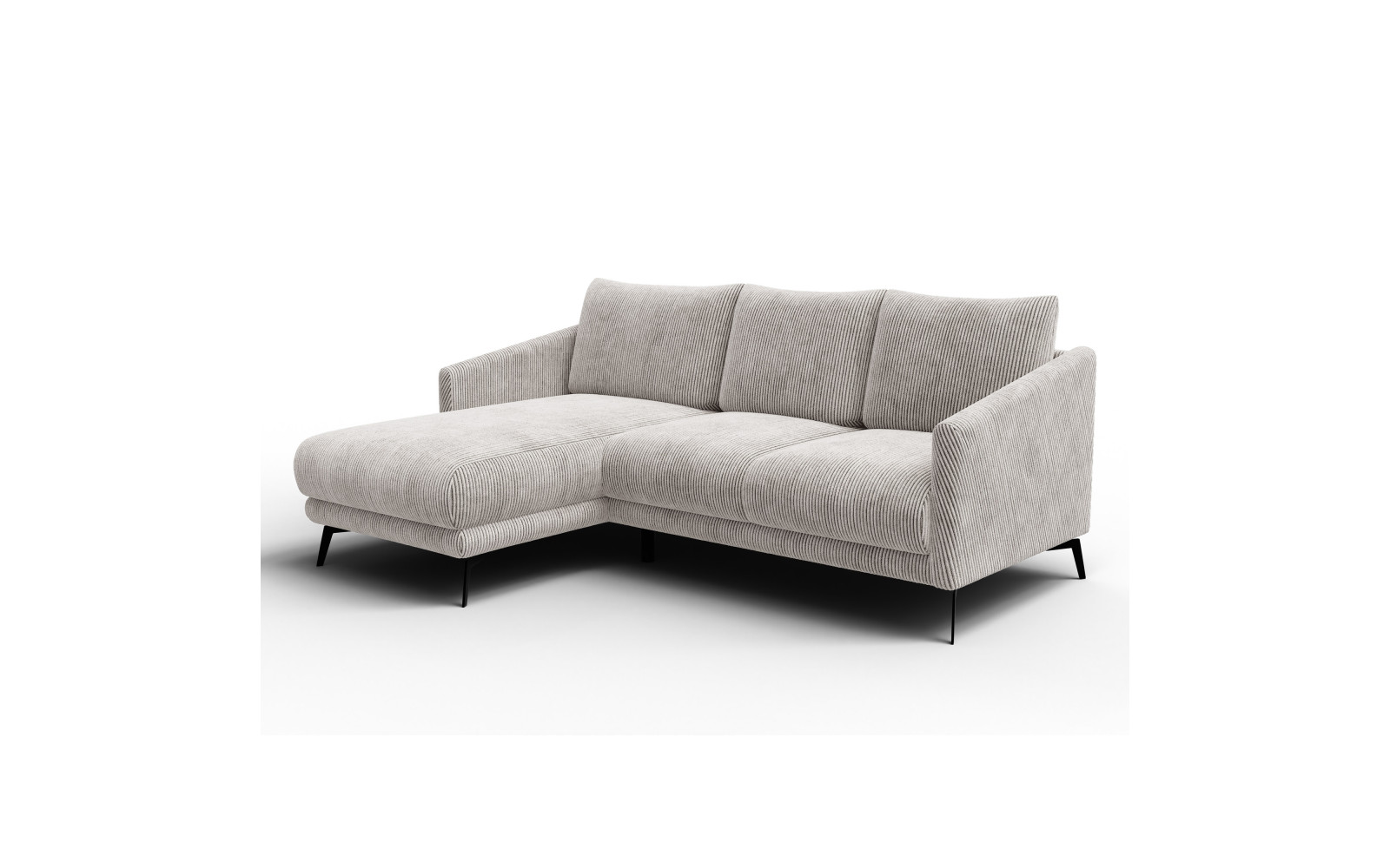 Canapé d'angle gauche 3 places VILT, tissu blanc