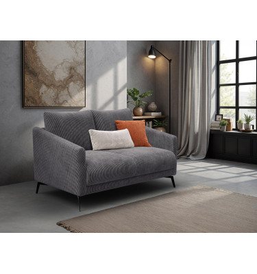 Canapé 2 places VILT, tissu gris foncé