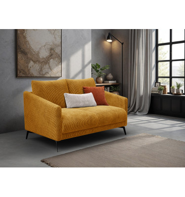 Canapé 2 places VILT, tissu jaune foncé
