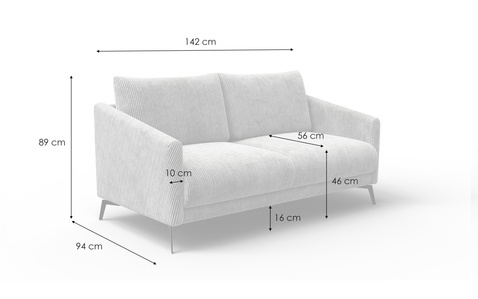 Canapé 2 places VILT, tissu olive