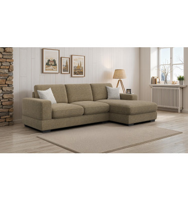 Canapé d'angle droit 4 places OTTO, tissu taupe