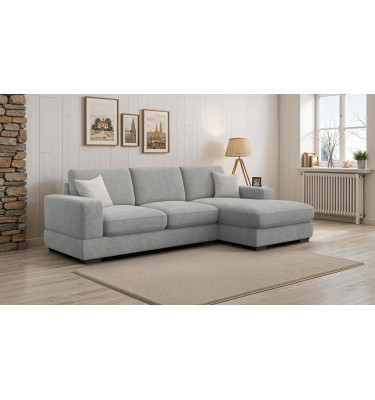 Canapé d'angle droit 4 places OTTO, tissu gris