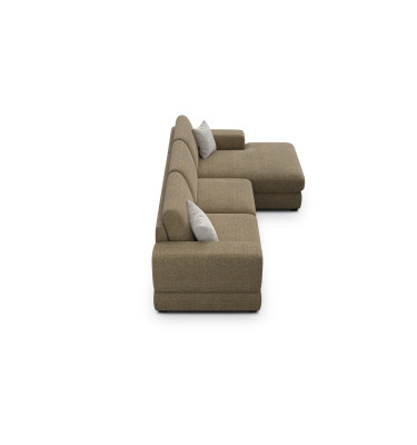 Canapé d'angle droit 4 places OTTO, tissu taupe
