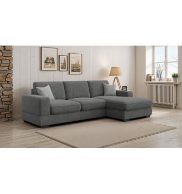 Canapé d'angle droit 4 places OTTO, tissu anthracite