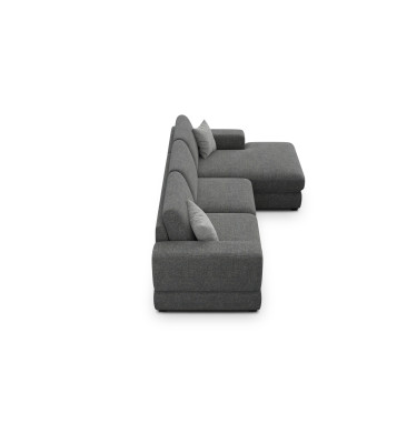 Canapé d'angle droit 4 places OTTO, tissu anthracite