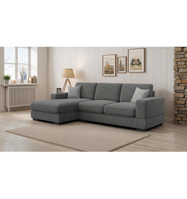 Canapé d'angle gauche 4 places OTTO, tissu anthracite