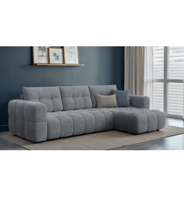 CLOUDI canapé d’angle 4 places droit, gris foncé
