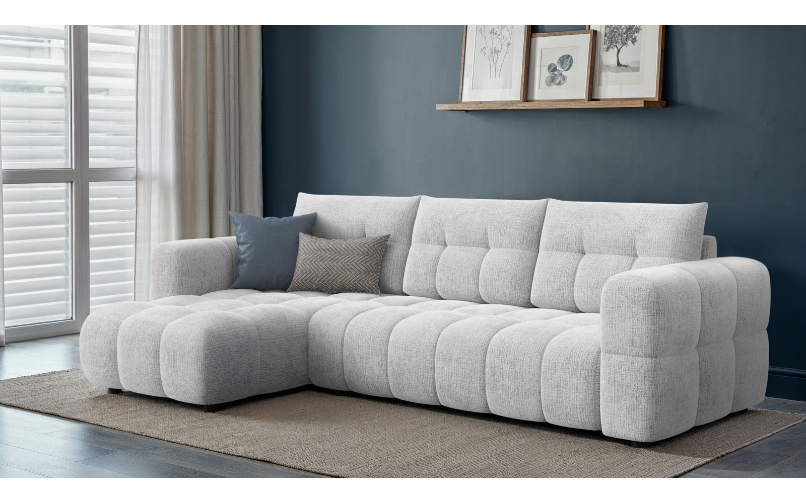 CLOUDI canapé d’angle 4 places gauche, gris clair