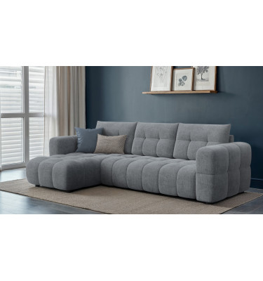 CLOUDI canapé d’angle 4 places gauche, gris foncé