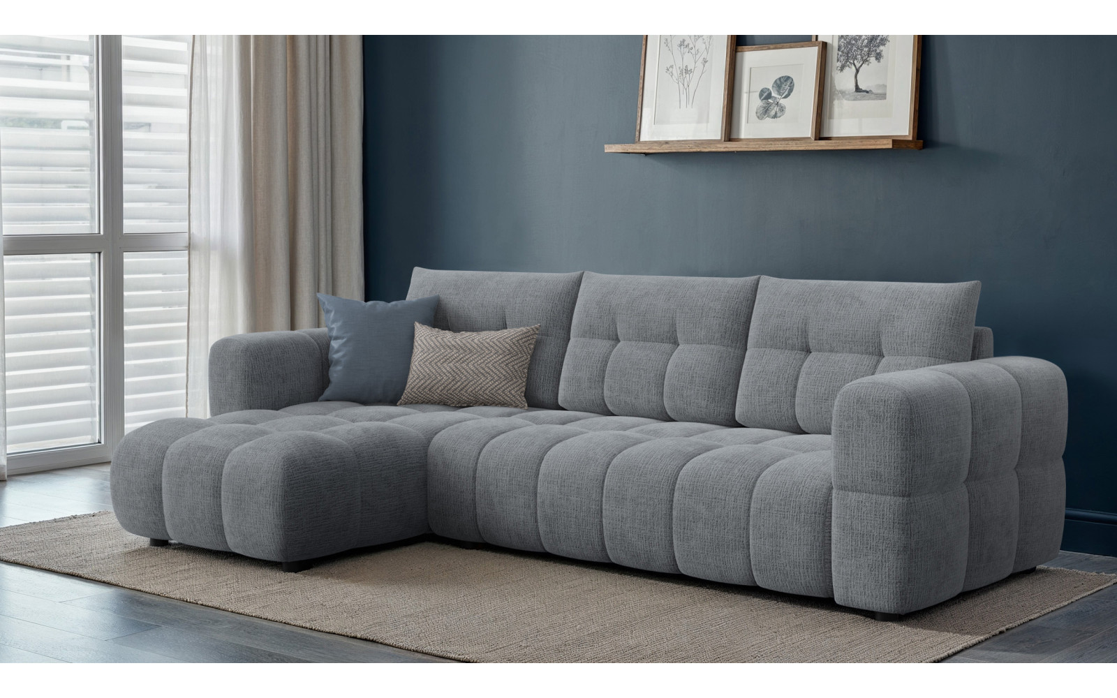 CLOUDI canapé d’angle 4 places gauche, gris foncé