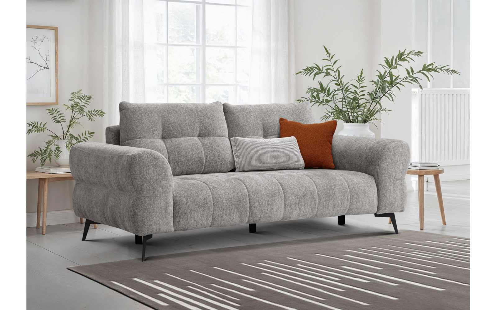 Canapé 3 places SALVINI, tissu gris chaud