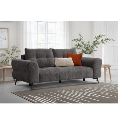 Canapé 3 places SALVINI, tissu gris foncé