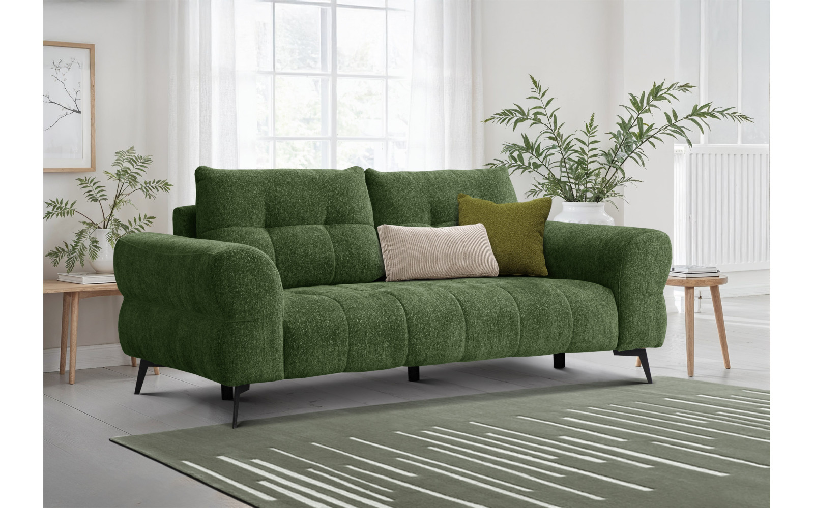Canapé 3 places SALVINI, tissu vert