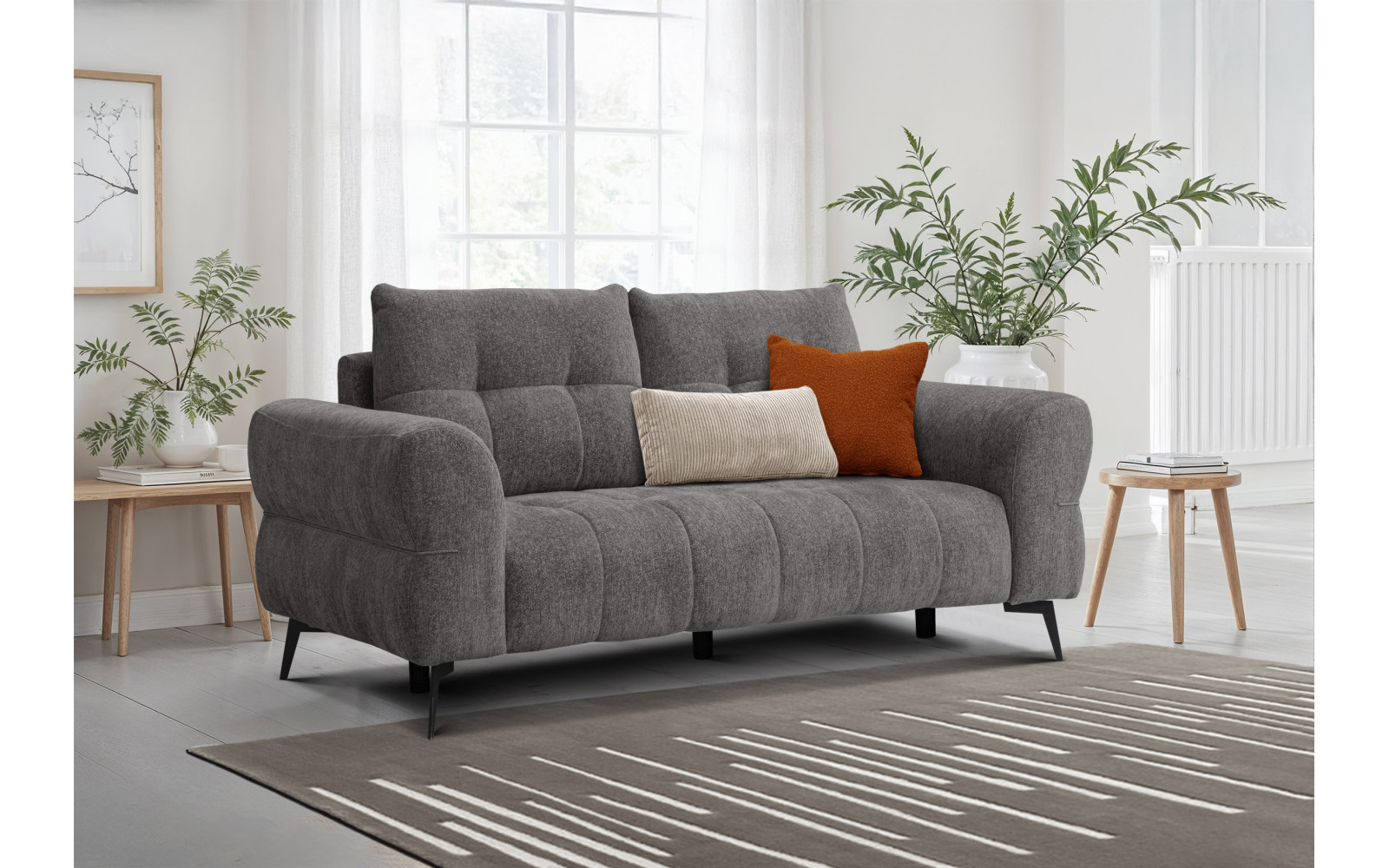 Canapé 2,5 places SALVINI, tissu gris foncé