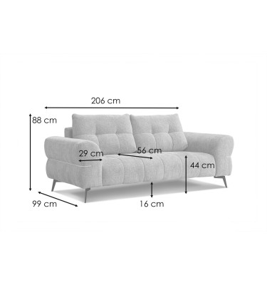 Canapé 2,5 places SALVINI, tissu beige  foncé