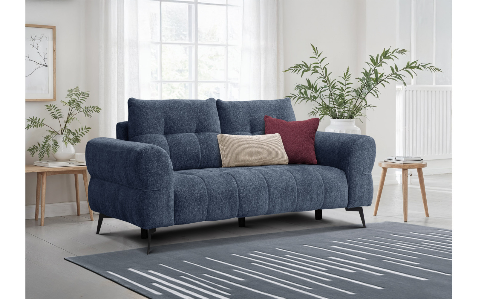 Canapé 2,5 places SALVINI, tissu bleu marine