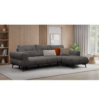 Canapé d'angle 4 places SALVINI, tissu gris foncé