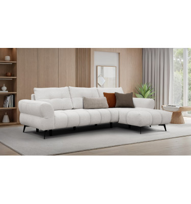 Canapé d'angle 4 places SALVINI, tissu ecru