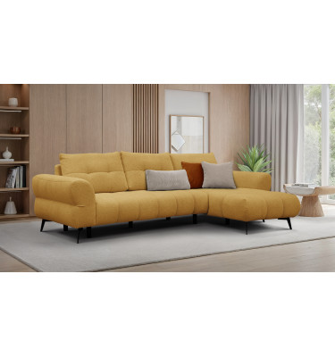 Canapé d'angle 4 places SALVINI, tissu miel