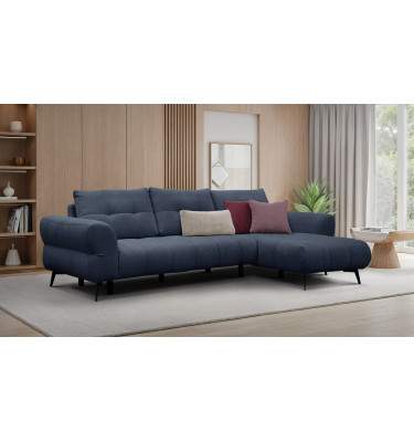 Canapé d'angle 4 places SALVINI, tissu bleu marine