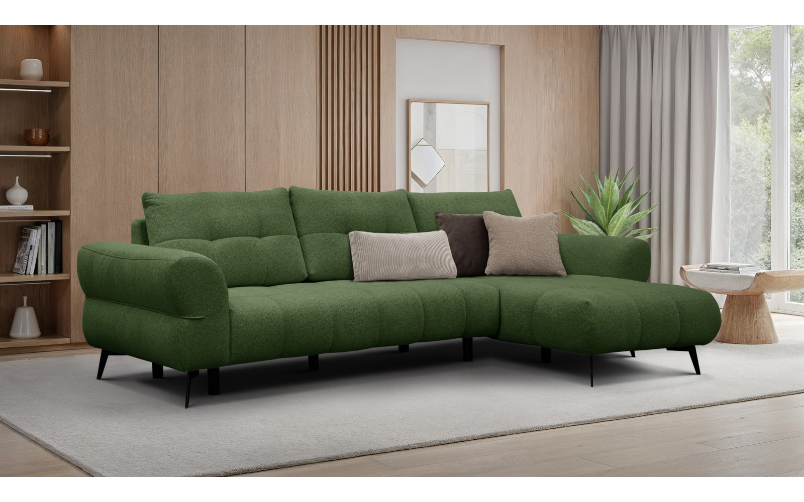 Canapé d'angle 4 places SALVINI, tissu vert