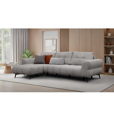 Canapé d'angle 4 places SALVINI, tissu gris chaud