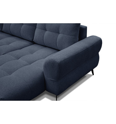 Canapé d'angle 4 places SALVINI, tissu bleu marine