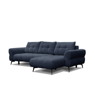 Canapé d'angle 4 places SALVINI, tissu bleu marine