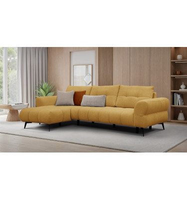Canapé d'angle 4 places SALVINI, tissu miel