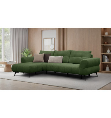 Canapé d'angle 4 places SALVINI, tissu vert