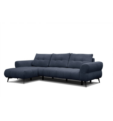 Canapé d'angle 4 places SALVINI, tissu bleu marine