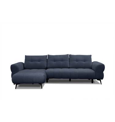 Canapé d'angle 4 places SALVINI, tissu bleu marine