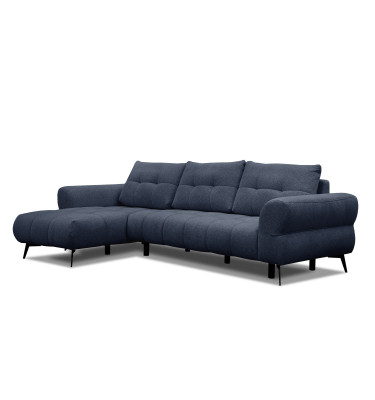 Canapé d'angle 4 places SALVINI, tissu bleu marine