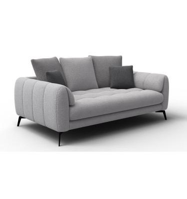 Canapé 2,5 places CALME, tissu gris clair et gris foncé