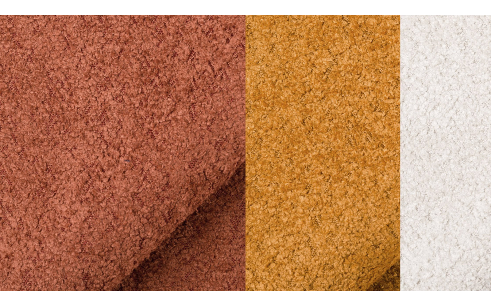 Canapé 2,5 places CALME, tissu orange foncé et écru