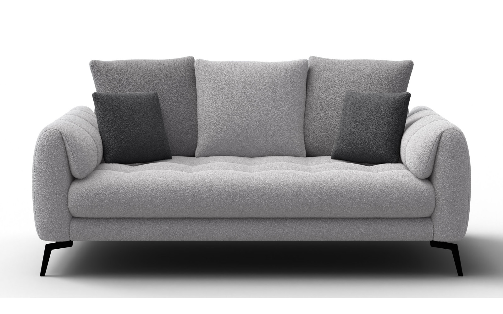 Canapé 2,5 places CALME, tissu gris clair et gris foncé