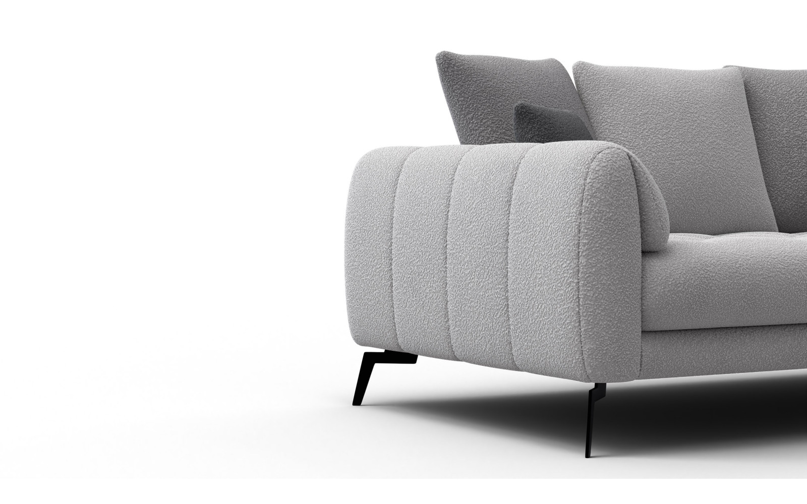 Canapé 2,5 places CALME, tissu gris clair et gris foncé