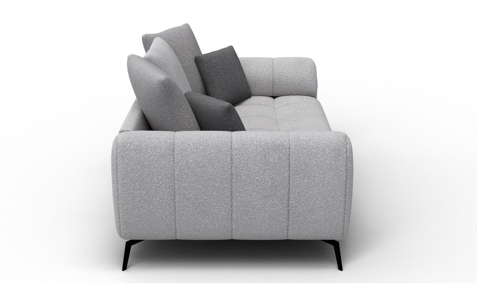 Canapé 2,5 places CALME, tissu gris clair et gris foncé