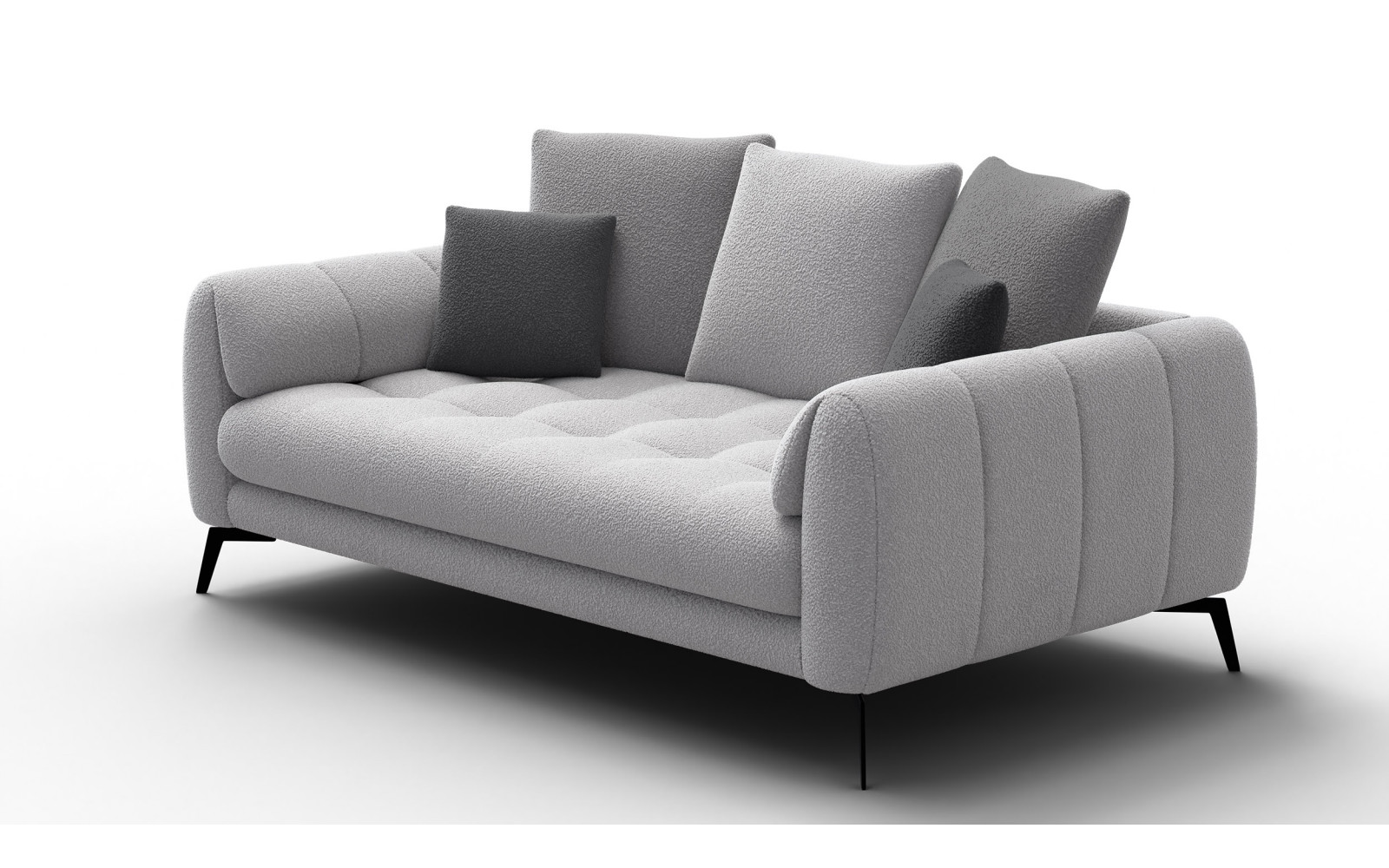 Canapé 2,5 places CALME, tissu gris clair et gris foncé