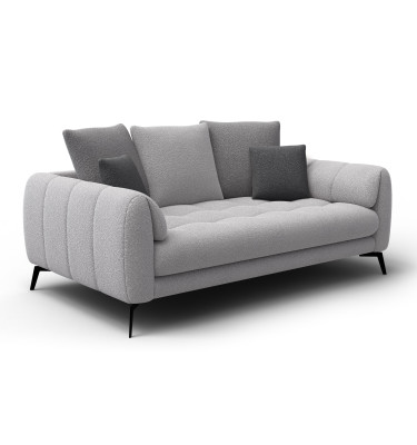 Canapé 2,5 places CALME, tissu gris clair et gris foncé