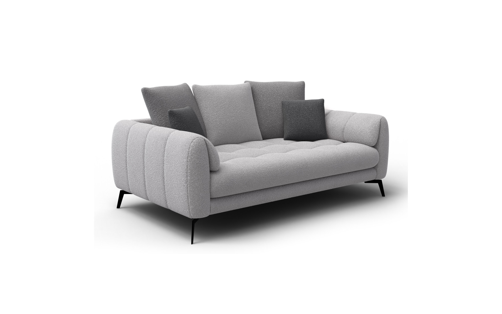 Canapé 2,5 places CALME, tissu gris clair et gris foncé