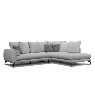 Canapé d'angle 5 places CALME, tissu gris clair