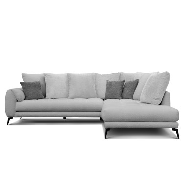 Canapé d'angle 5 places CALME, tissu gris clair