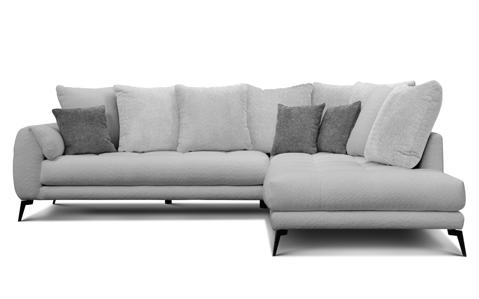 Canapé d'angle 5 places CALME, tissu gris clair