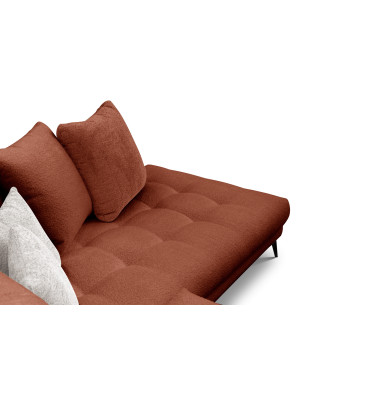 Canapé d'angle 5 places CALME, tissu orange foncé